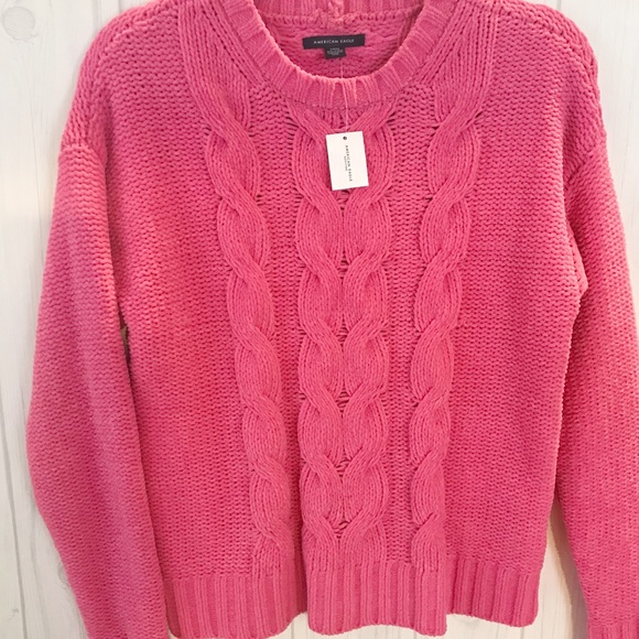 NWT American Eagle Pink Cable Knit Sweater - Picture 2 of 6